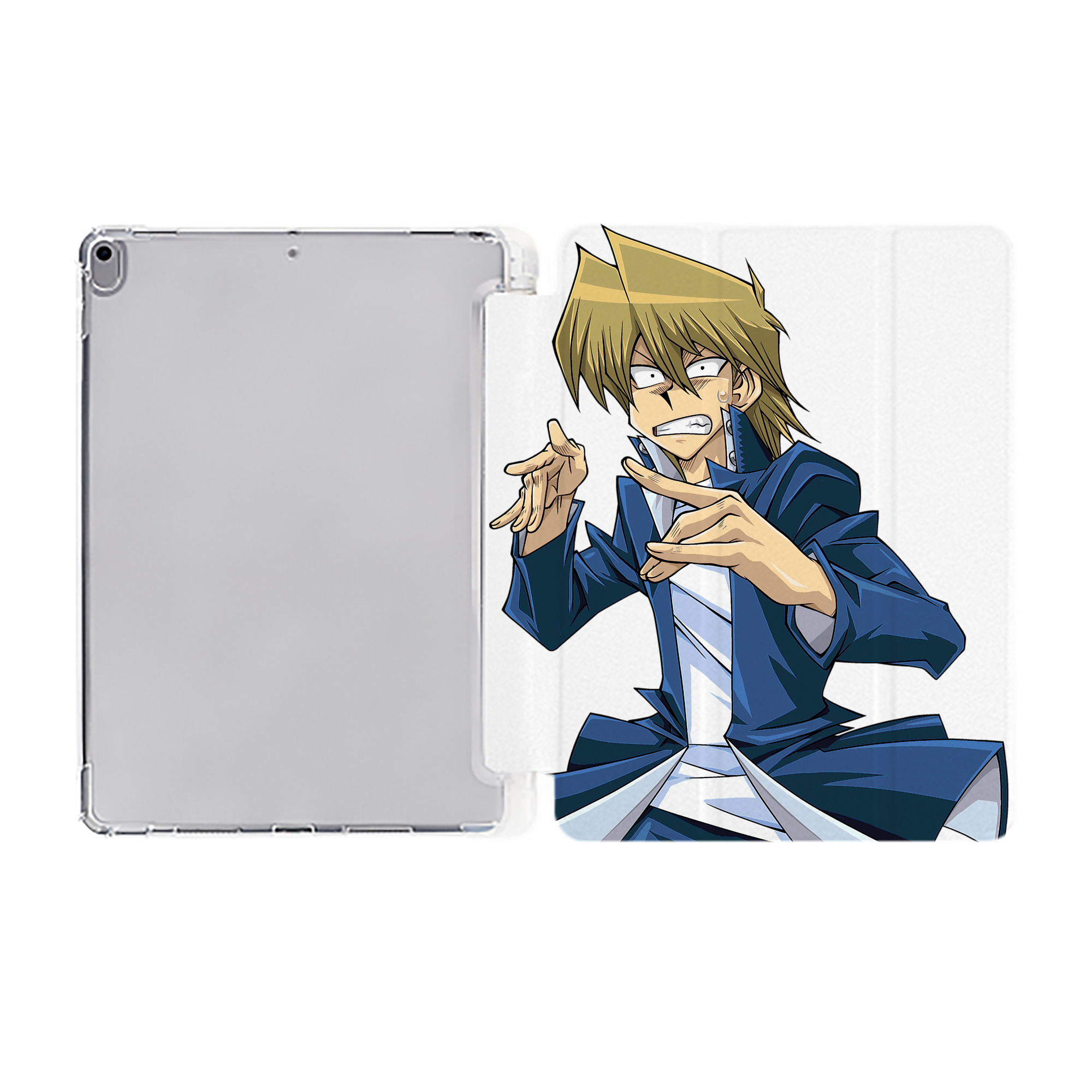 （画像用） 遊☆戯☆王 Yu-Gi-Oh! IPad ケース ペン収納付き 三つ折りスタンド PUレザー×シリコン 対応機種9.5/10.5/10.9インチ